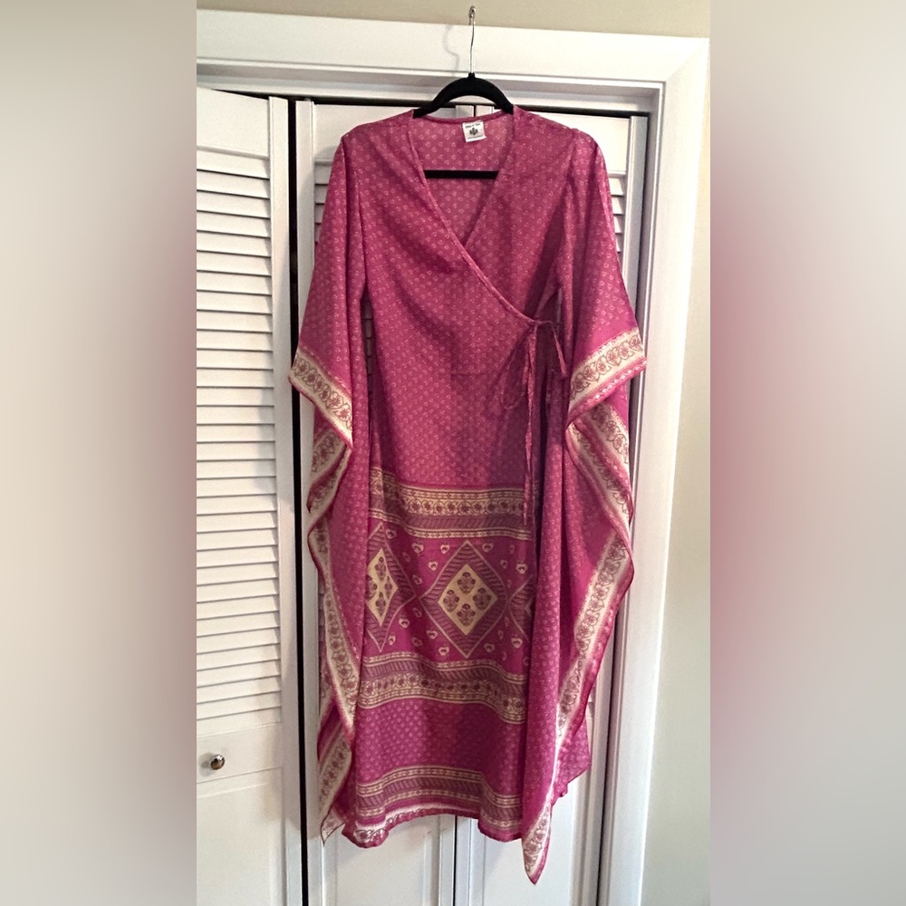 Silk Kimono Wrap Dress One Size